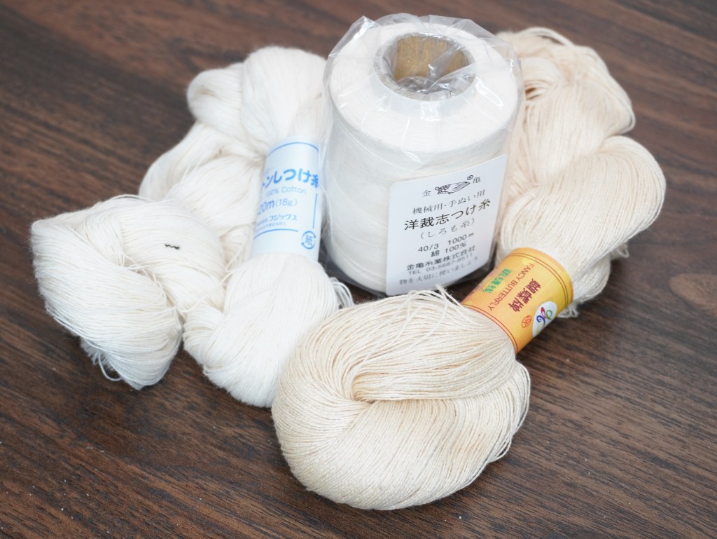 japanese thread, basting thread, basting skein, skein, thread skein, cotton thread, cotton basting thread, tacking thread, cotton tacking thread, mark stitching thread, tailors tacking thread