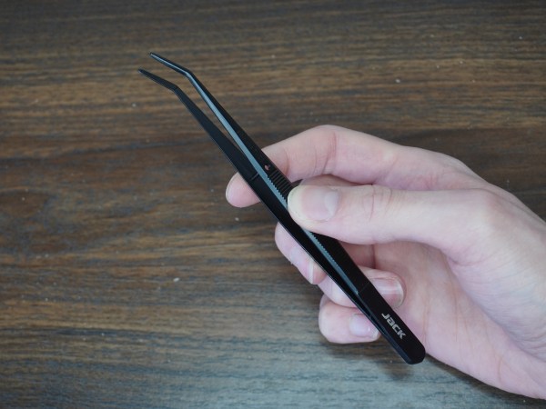 Metal Angled Tweezers, oxidised coating 15 cm (6")